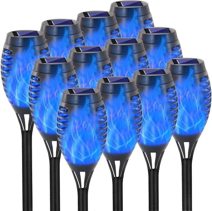 EOYIZW Solar Lights Outdoor, 12 Pack Blue Solar Torch Light by EOYIZW
