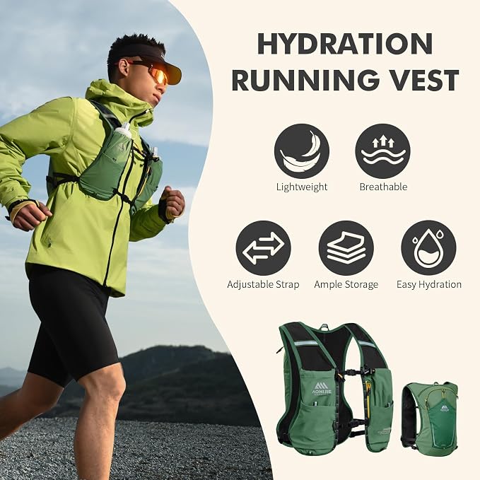 AONIJIE Running Hydration Vest for Men & Women, 8L Hydration Backpack, - Image 2