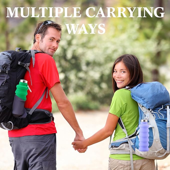 Lallisa 4 Pcs Collapsible Water Bottles 17 oz Reusable Silicone Foldable Travel - Image 5