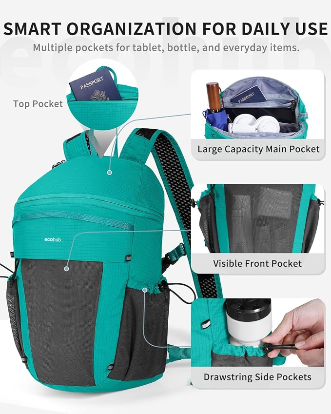 ECOHUB 15L Lightweight Casual Daypack, Packable Backpack - Image 4