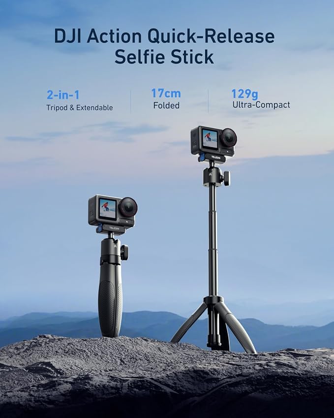 TELESIN 40cm/15.7'' Mini Selfie Stick Tripod, Magnetic Quick Release Selfie - Image 8