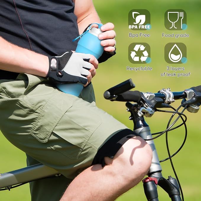 Collapsible Lightweight 20oz Water Bottle, Food-Grade Silicone BPA Free - Image 2