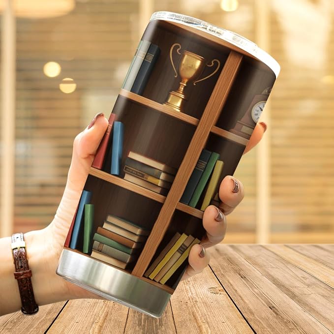CUBICER Bookshelf Design Stainless Steel Tumbler 20 Oz - Image 4