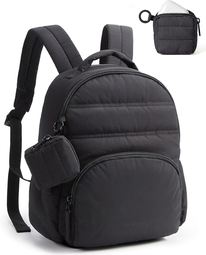 BAGSMART Small Backpacks for Women, Lightweight Puffer Mini Backpack Purse by BAGSMART