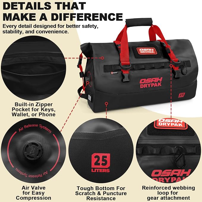 OSAH DRYPAK Waterproof Duffel Bag 25L/40L/60L – Heavy-Duty Motorcycle Tail Bag - Image 4