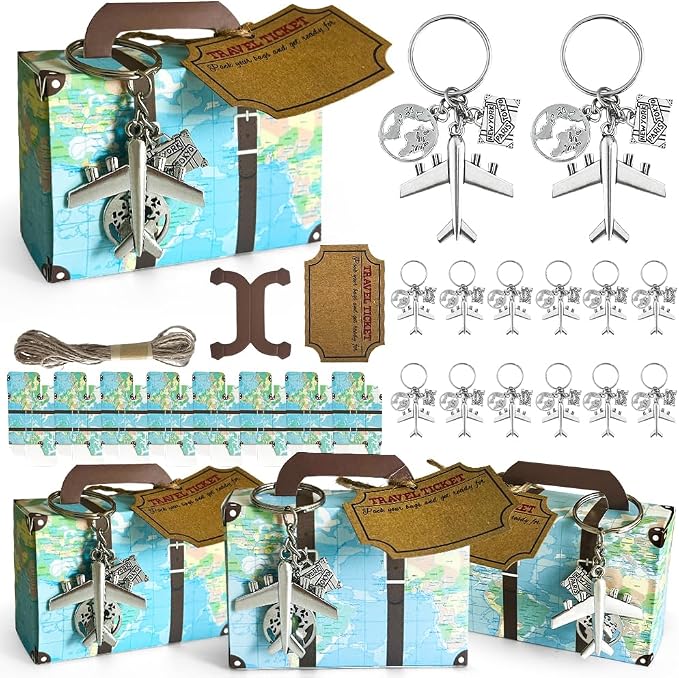 50 Set World Map Mini Suitcase Favor Boxes Party Favor Candy Box by Unknown