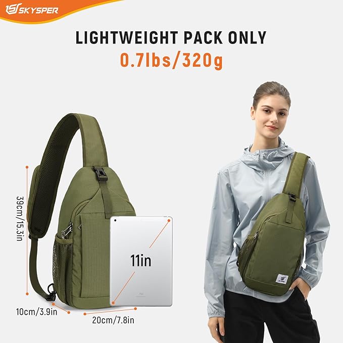 SKYSPER Sling Bag RFID Cross Body Bag Recycled Crossbody Backpack Travel Daypack - Image 2