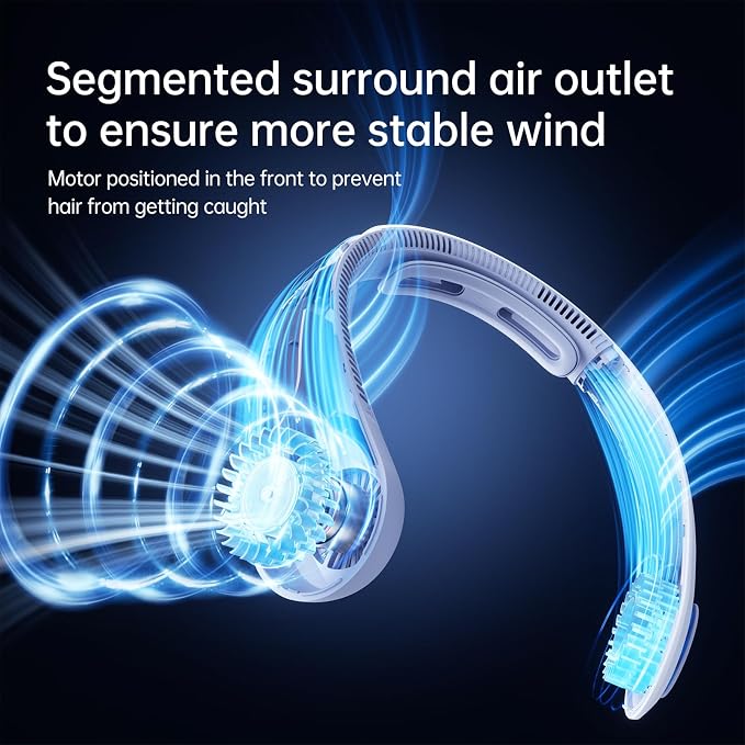 JISULIFE Portable Neck Fan Upgraded, Neckbrace Personal Hands Free, 5 Speed - Image 3