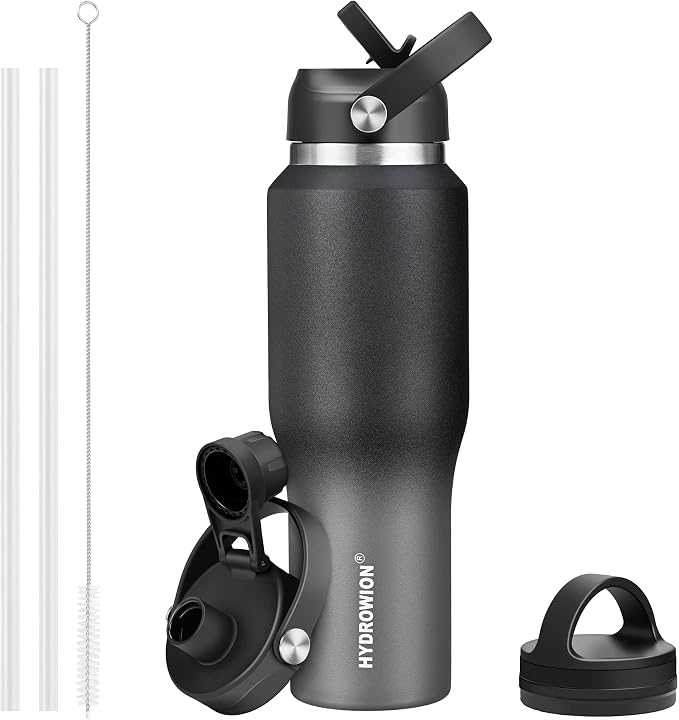 HYDROWION 32oz Water Bottle, Double Wall Vacuum Stainless Steel Insulated Water by HYDROWION