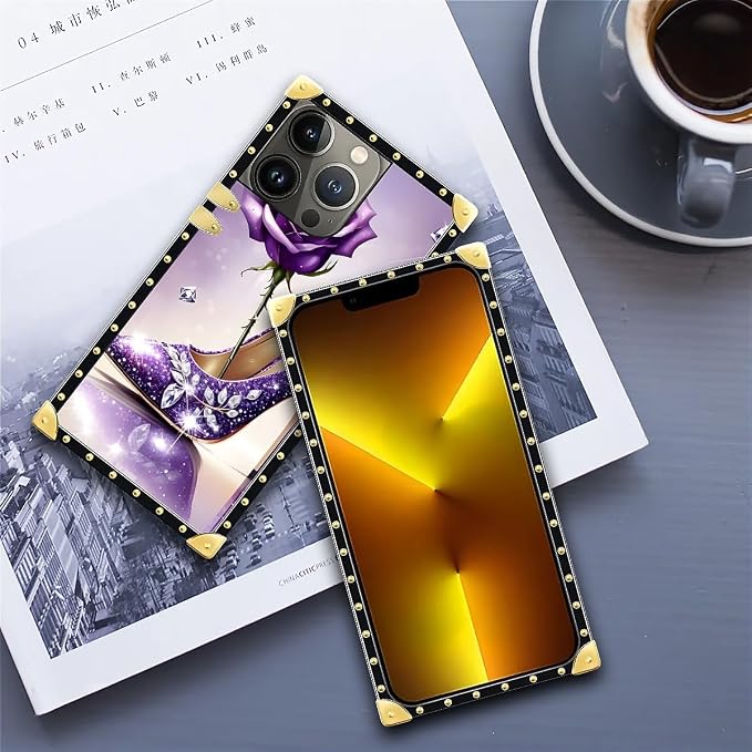 Compatible with iPhone 13 Pro Case, High Heeled Purple Diamond Rose Luxury - Image 6