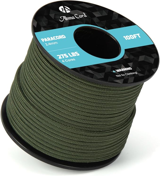Abma Cord 2.4mm Paracord 275 100ft Nylon Rope 4 Strands Tactical Parachute Cord by Abma+Cord