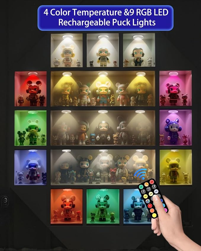 Puck Lights with Remote, 2000mAH Battery Operated, Rechargeable Shelf Light - Image 2
