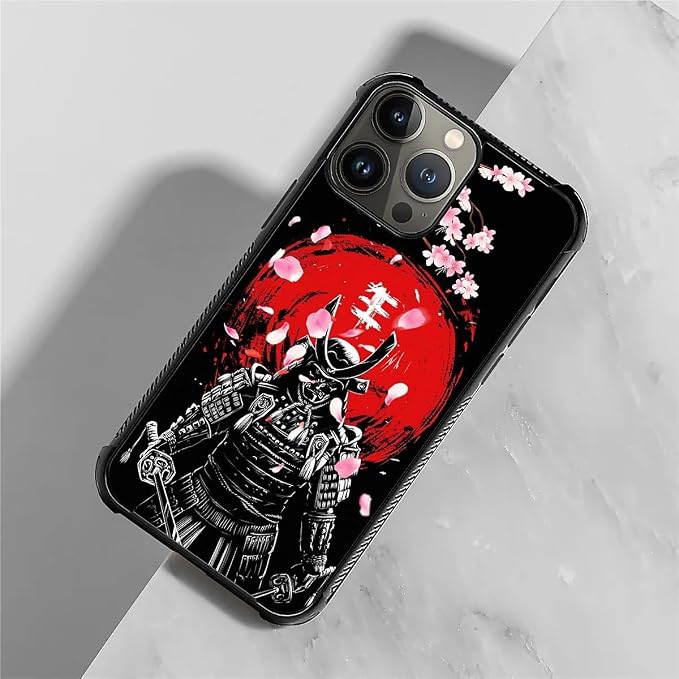 for iPhone 15 Pro Case, Sakura Japanese Samurai Pattern Graphic Design Girl Boy - Image 3
