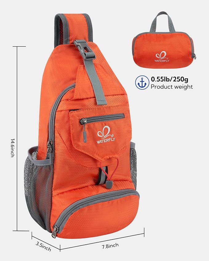 WATERFLY Packable Small Crossbody Sling Backpack Shoulder Chest Bag Daypack - Image 3