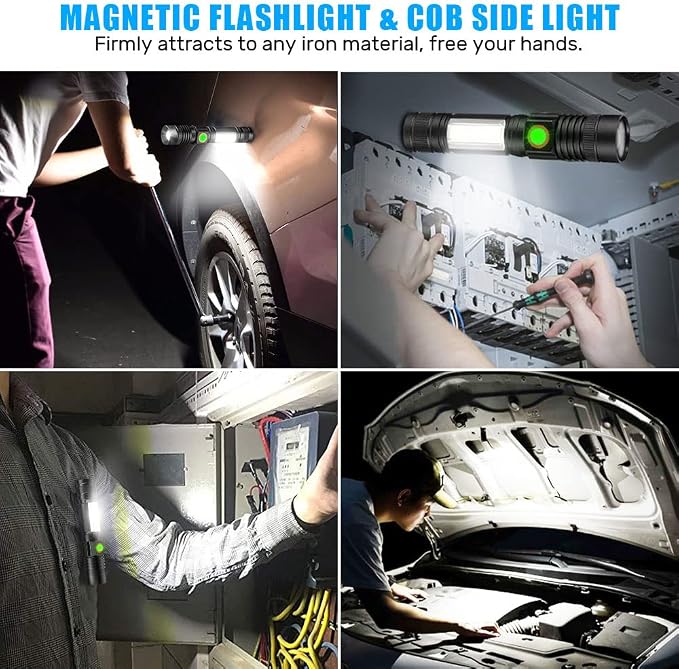 Rechargeable LED Flashlights, Magnetic Flashlight Super Bright Tactical - Image 2