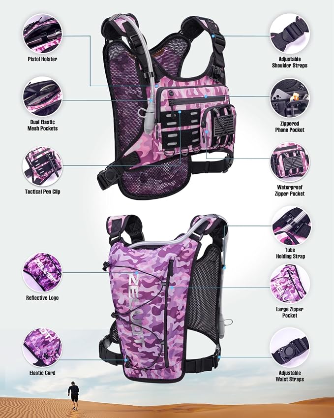 Zelvot Running Vest with 2L Water Bladder, Hydration Backpack, U.S. Original - Image 5