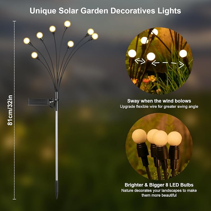 ASMAD Solar Lights Outdoor, Solar Garden Lights, Outdoor Decorations, Firefly - Image 4