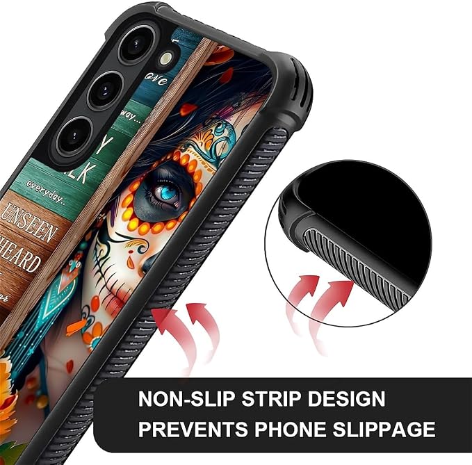 for Samsung Galaxy S23 Case, Sugar Skull Day of Death Halloween Pattern Graphic - Image 4