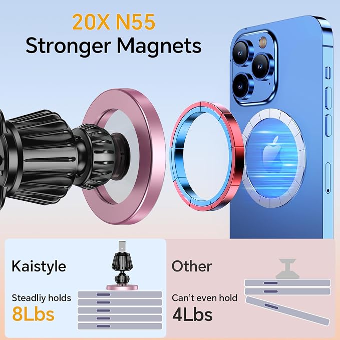 Kaistyle for Magsafe Car Mount【20 Strong Magnets】Magnetic Phone Holder for Car - Image 4