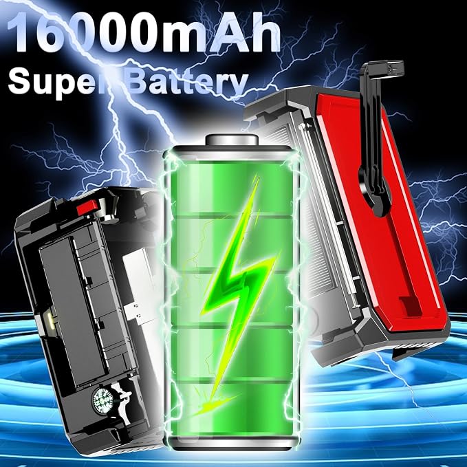 16000mAh Hand Crank Emergency Weather Radio - Image 3
