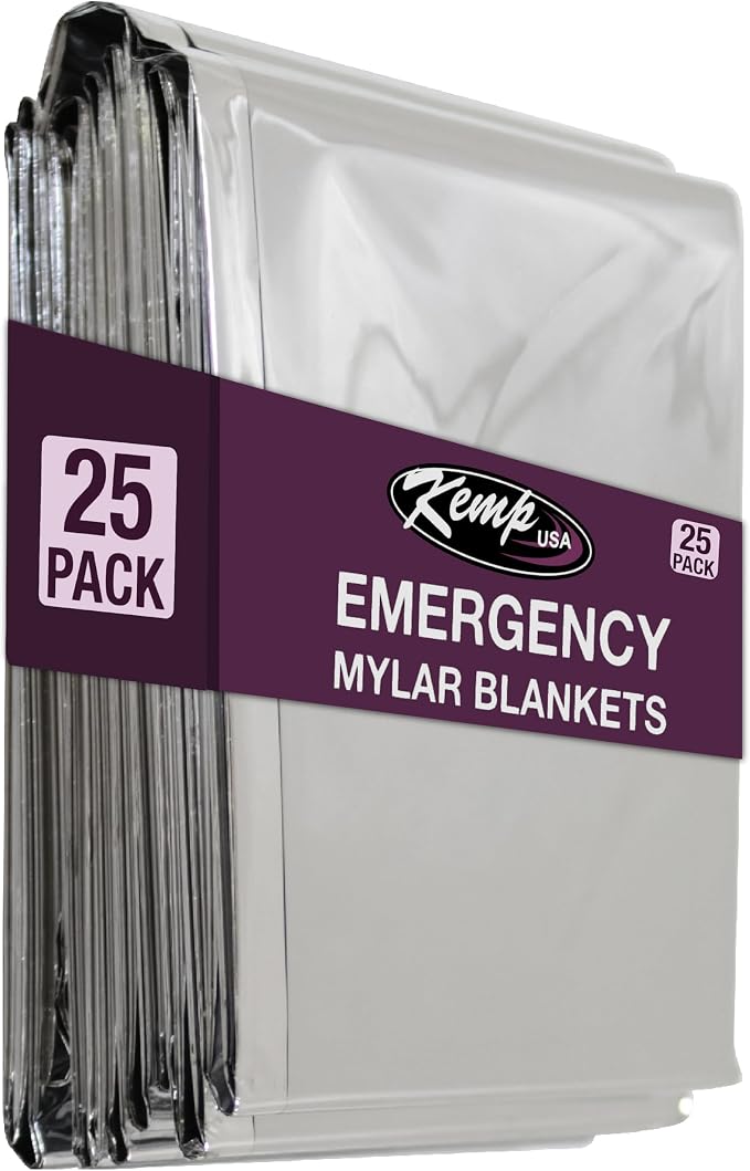 Kemp USA Emergency Mylar Blanket Pack of 25 Lightweight Thermal Reflective by KempUSA