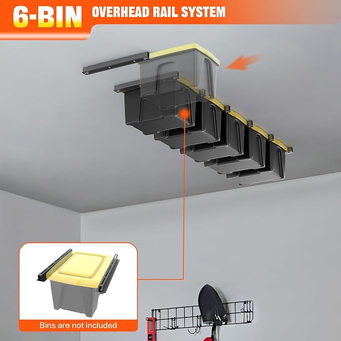 TORACK Garage Ceiling Bin Storage Rack, Adjustable Heavy Duty Overhead Tote - Image 4