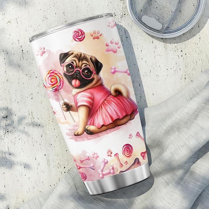 Pug Dog Facts, Dog Mom Gifts, Women Mother Mama Handle Tumblers Best Mothers - Image 5