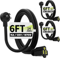 Vockjour 6 FT 3 Pack Black Low Profile Flat Plug 14 Gauge Heavy Duty Extension by Vockjour