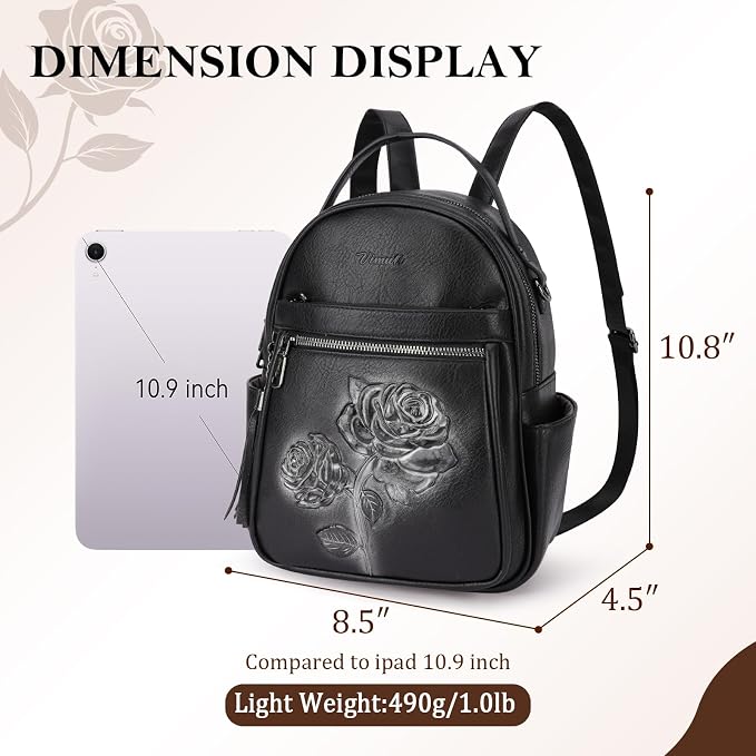 Mini Backpack Purse for Women, Embossed Leather Small Backpack Fashion Travel - Image 3