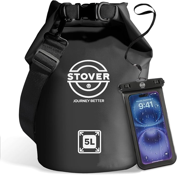STOVER 5/10/25/30/40/55L Waterproof Dry Bag- Roll-Top Backpack w/Phone Case- by STOVER