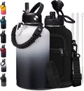 Half Gallon Water-Bottle with straw - 64oz Vacuum Insulated Water Bottles with by VICKNIY