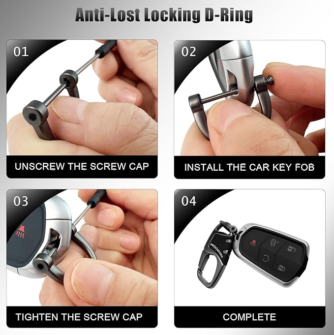 Keychain with Carabiner Clip, 4 Heavy Duty Key Rings and D Ring - Image 9