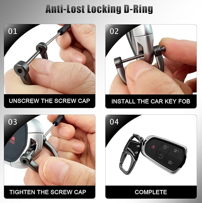 Keychain with Carabiner Clip, 4 Heavy Duty Key Rings and D Ring - Image 9