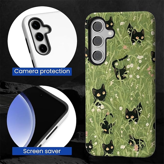 for Samsung Galaxy S24 FE Case, HL2 Grass Cat Hybrid 2 Layer Hard Shell - Image 4