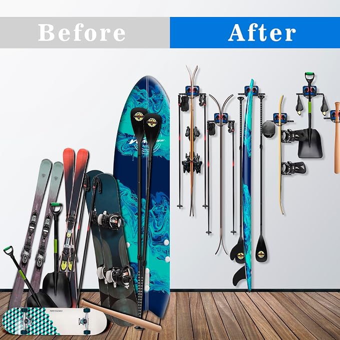 Ski Rack Wall Mount Ski & Snowboard Skateboard Wall Mount Fits Any Board holder - Image 5