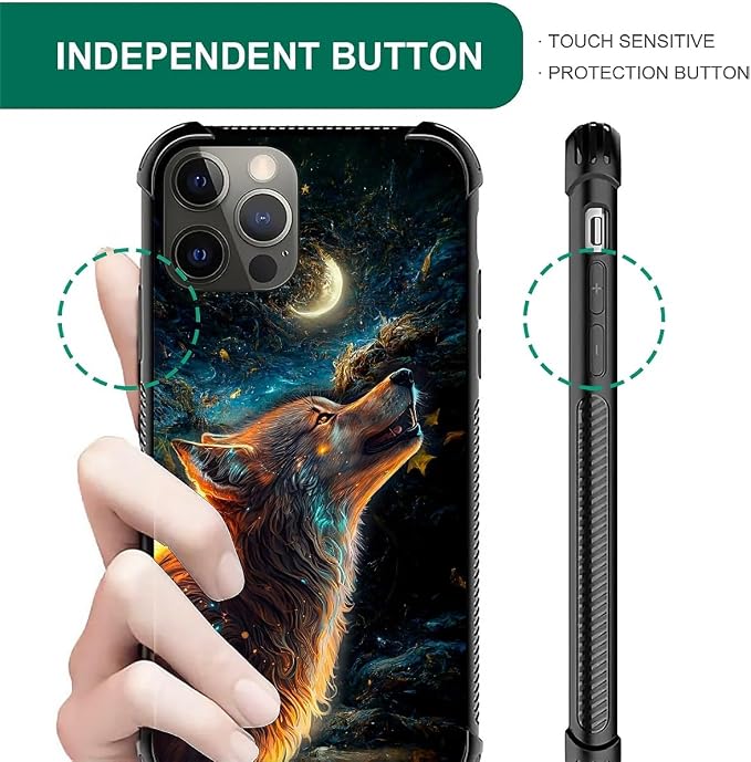 for iPhone 11 Pro Case, Star Cave Hungry Wolf Pattern Graphic Design Girl Boy - Image 5