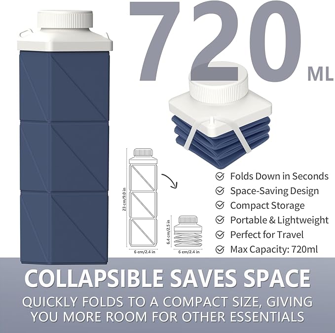 BEAUTAIL Collapsible Water Bottles 24.3oz, Foldable Travel Water Bottle - Image 2
