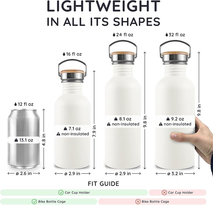 Bambaw 500 ml Stainless Steel Water Bottle, Non-Insulated Sports Stainless - Image 5