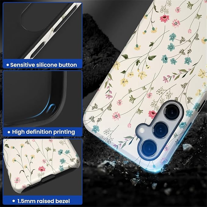 for Samsung Galaxy S23 FE Case, HL2 Beige Flower Branch Hybrid 2 Layer Hard - Image 3