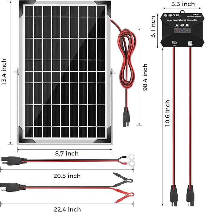 Voltset Solar Battery Trickle Charger: 10 Watt 12V Solar Panel Maintainer - Image 6