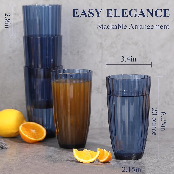 Acrylic Mixed Colors Highball Cups | Plastic Reusable Tumblers | 20oz | - Image 3