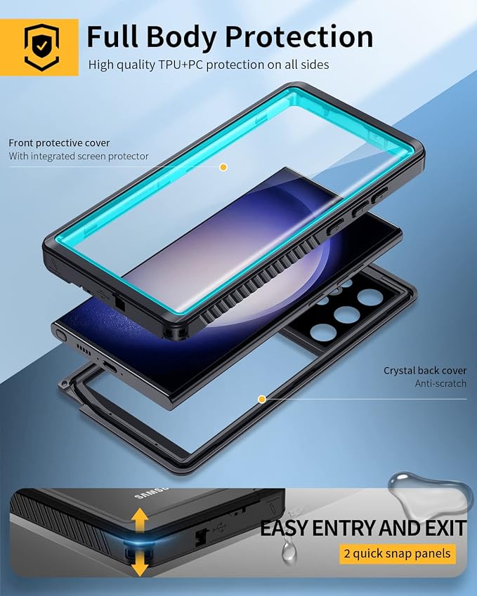 Lanhiem for Samsung Galaxy S23 Ultra Case, IP68 Waterproof Dustproof Case - Image 3