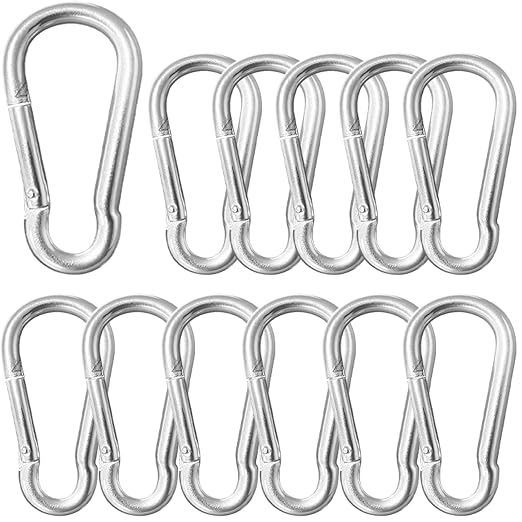 12 Pack Sliver Carabiner Clips, 2.36 Inch Heavy Duty Spring Snap Hooks by SEUNGCH