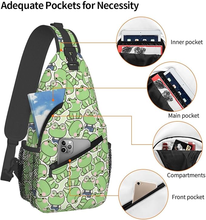 Cute Frog Sling Bag For Women Men Fashion Backpack Crossbody Frogs Shoulder Bag - Image 4
