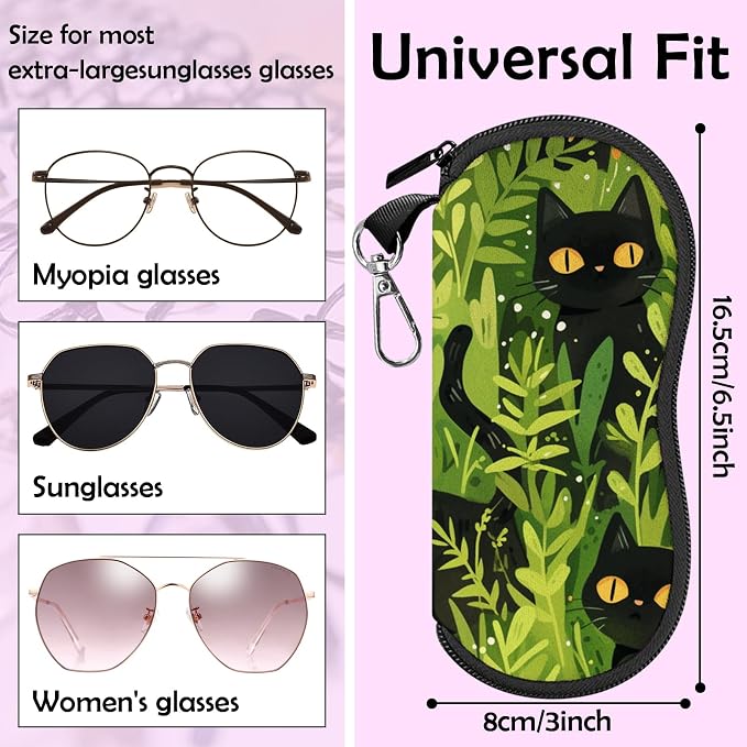Glasses Case Sunglasses Eyeglass Soft Case Zipper Light Neoprene Pouch - Image 2