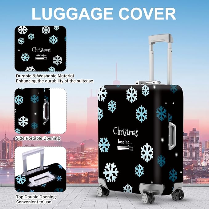 ANNA QUEEN Christmas Loading Luggage Cover, Funny Snowflake Design Suitcase - Image 3