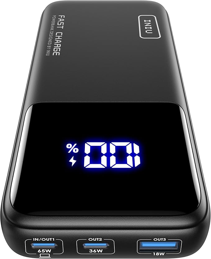 INIU 20000mAh Laptop Power Bank, Compact 65W PD Dual Fast Charging Portable by INIU