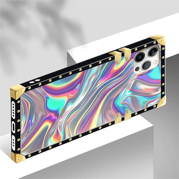 Compatible with iPhone 12 Case, Holographic Abstract Iridescent Textures Luxury - Image 4