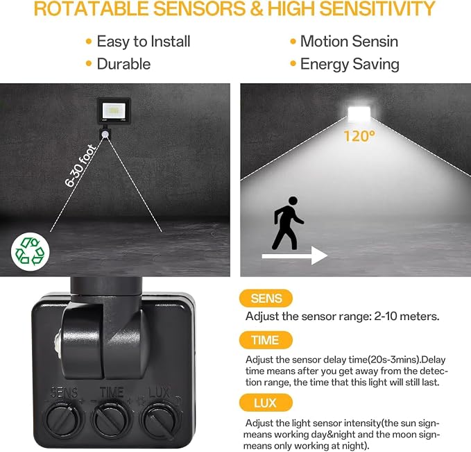 Motion Sensor Flood Light Outdoor, Plug in Motion Sensor Light - Image 5