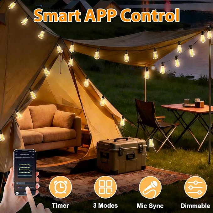 LumBelle Smart Outdoor String Lights, 200FT ST38 LED Patio Lights - Image 2